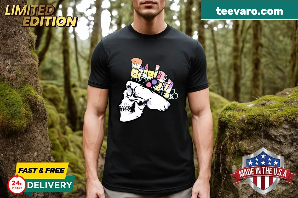 Gothic skull t-shirt with artistic design — on a men's t-shirt