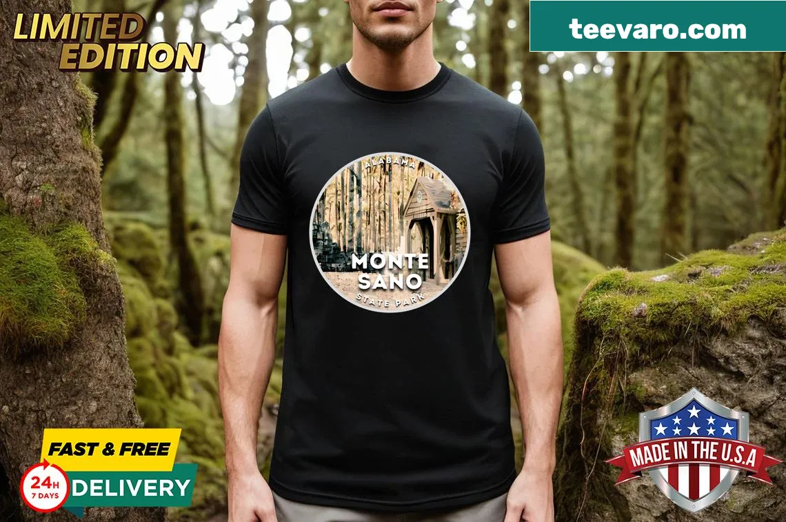 Illustration of Monte Sano State Park on a T-shirt — on a men's t-shirt