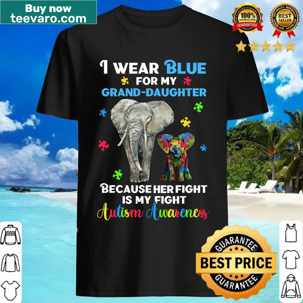 Cute elephant design on Autism awareness t-shirt for grandparents — on a men's t-shirt