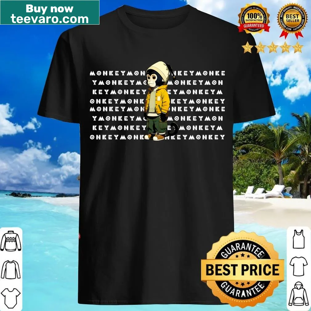 Vintage-inspired monkey graphic T-shirt for men — on a men's t-shirt