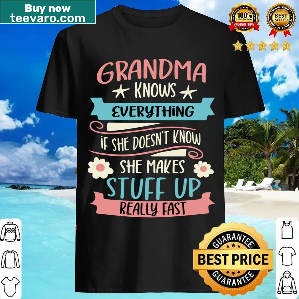 Funny grandma tee with humorous saying and playful typography — on a men's t-shirt