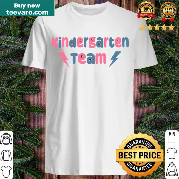 Typography design celebrating kindergarten teachers on a t-shirt.