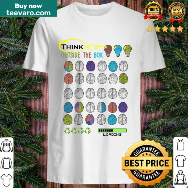 Typographic T-shirt featuring the phrase 'Think Outside The Box'