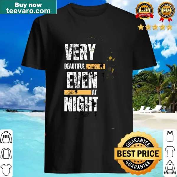 V-neck T-shirt showcasing serene summer night illustration