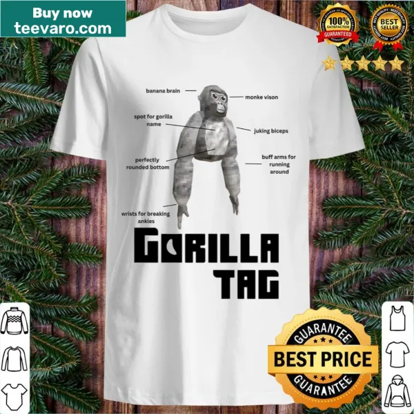 Illustrated T-shirt showing the anatomy of a gorilla for gamers