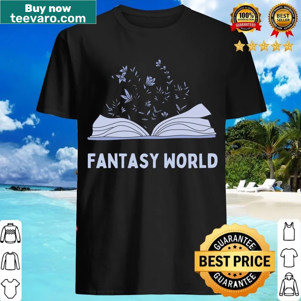 Typographic T-shirt declaring Books Are My Fantasy World — on a men's t-shirt