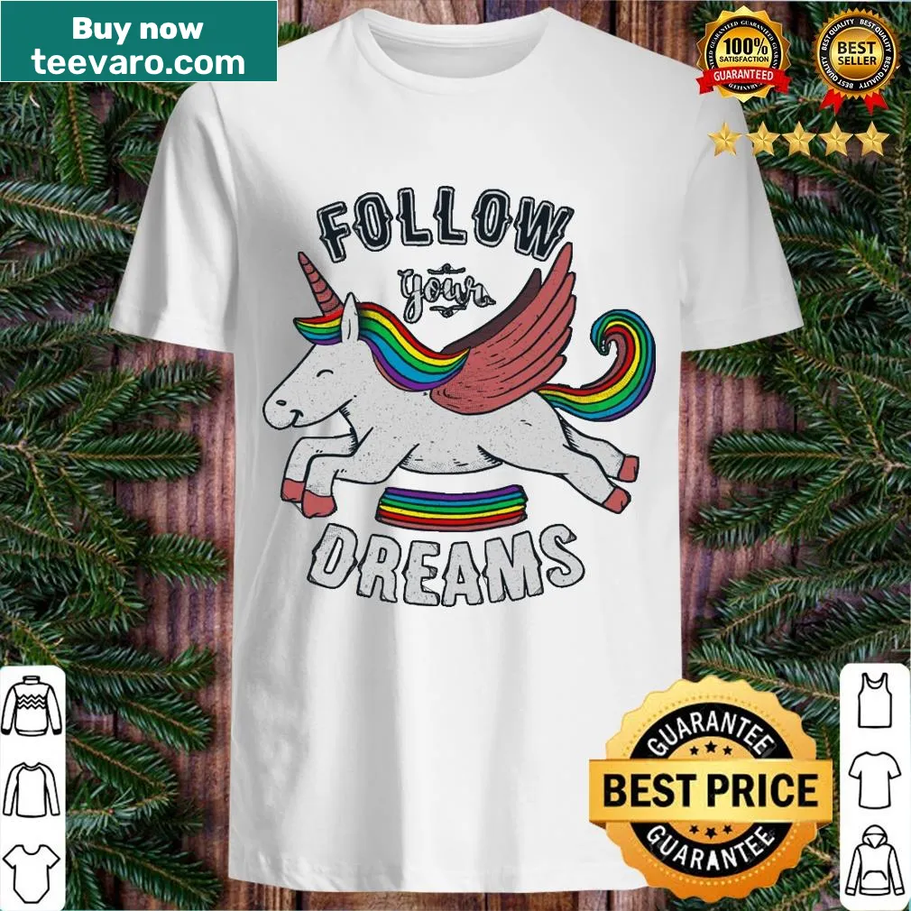 Inspirational T-shirt with the text 'Follow Your Dreams' — on a men's t-shirt