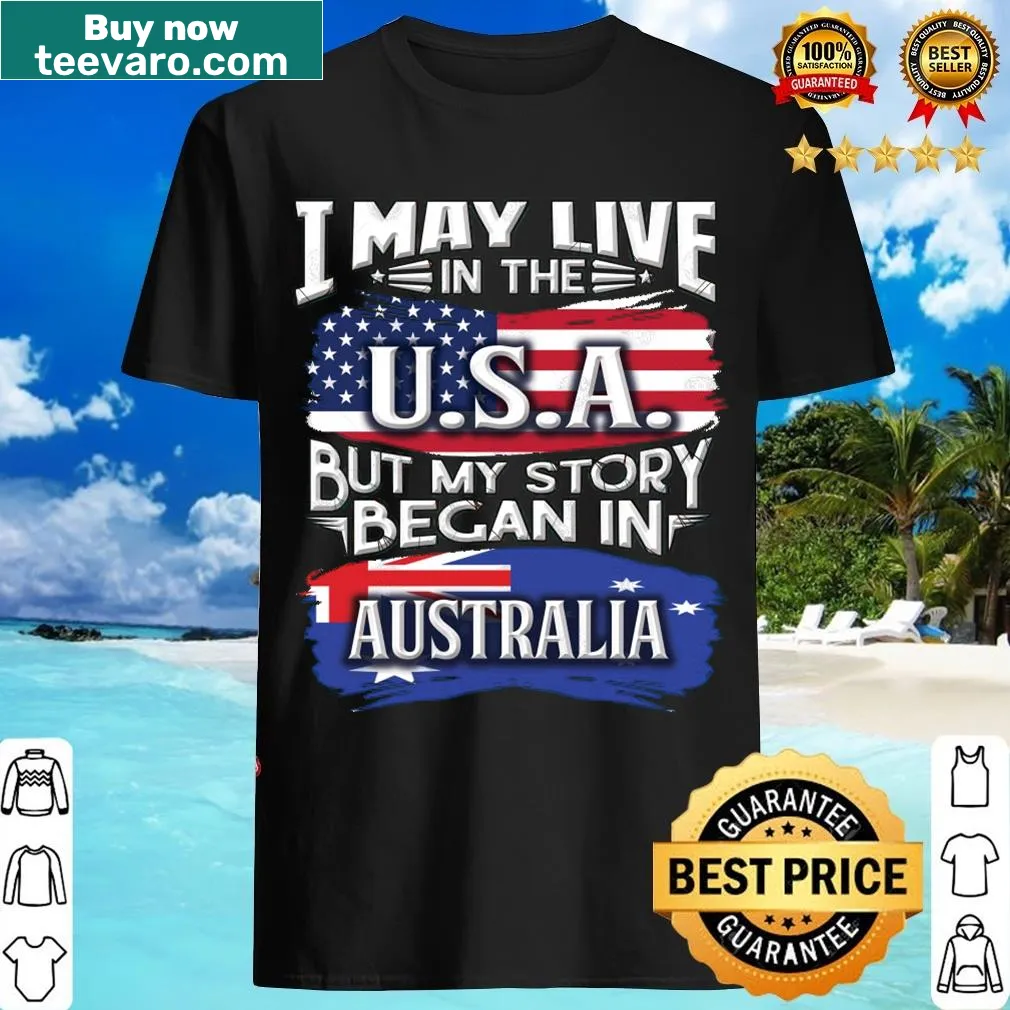 T-shirt featuring the Australian flag for those with ties to Australia. — on a men's t-shirt