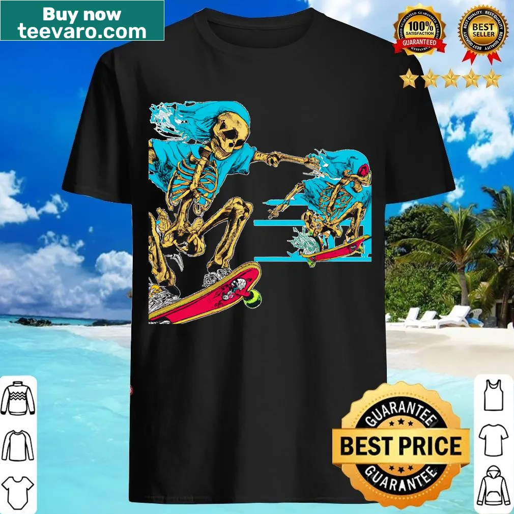 Edgy T-shirt featuring a skull design with skate elements — on a men's t-shirt