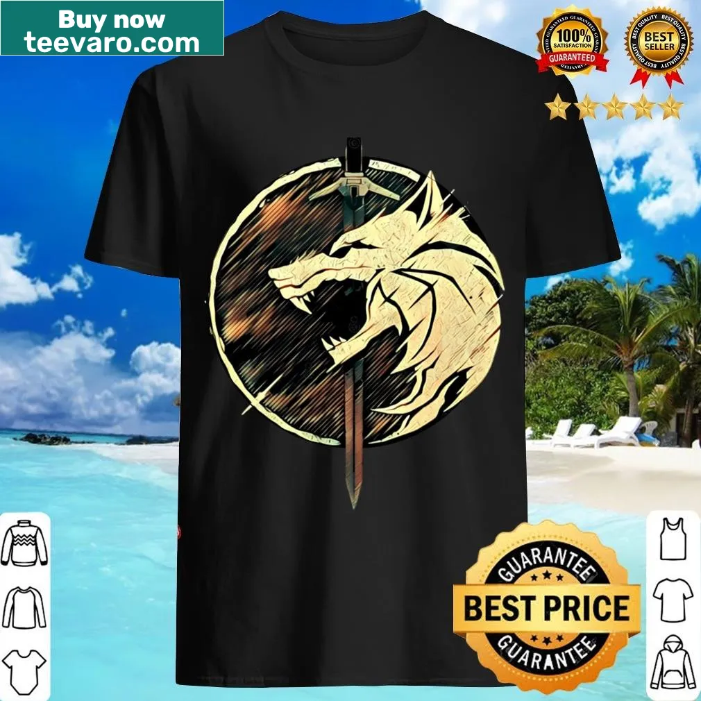 Fantasy t-shirt featuring the School of the Wolf graphic — on a men's t-shirt