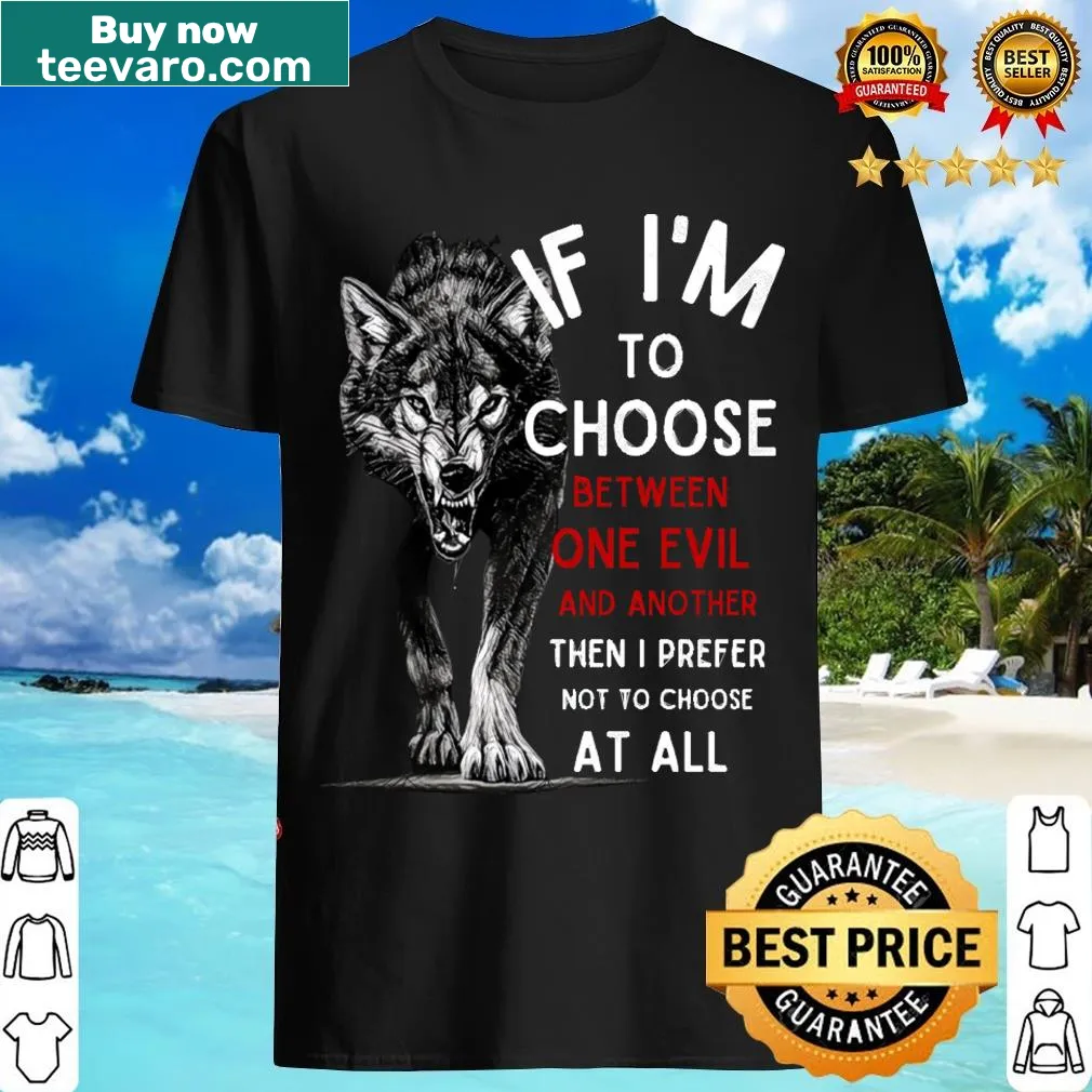 T-shirt featuring bold text on choices about good and evil — on a men's t-shirt