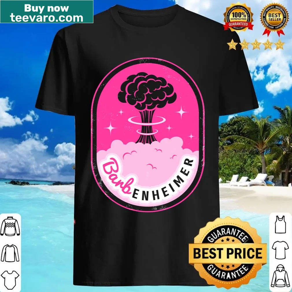 T-shirt with a playful design inspired by Barbenheimer — on a men's t-shirt