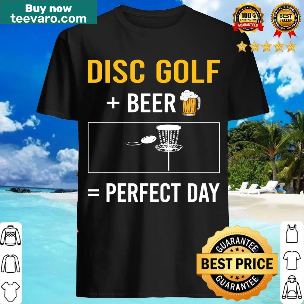 Playful T-shirt featuring Beer Day and disc golf — on a men's t-shirt