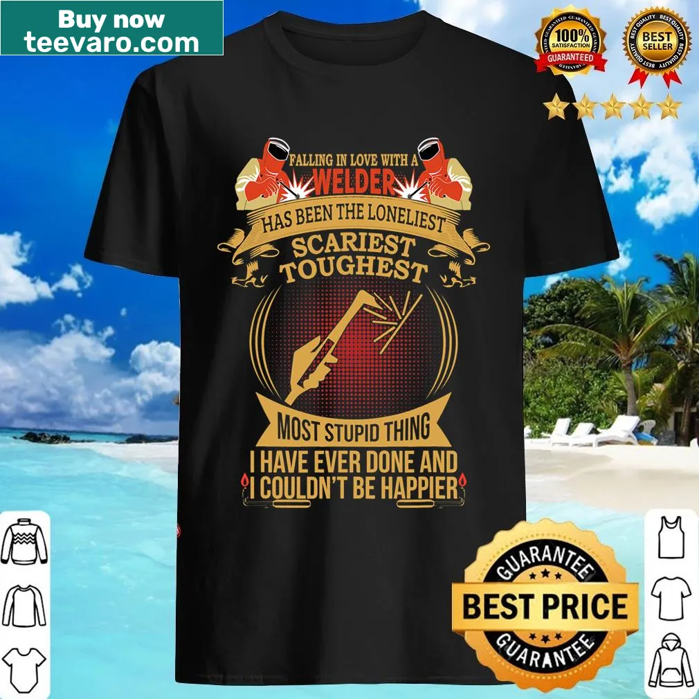 Graphic T-shirt celebrating a welder's wife with humorous text — on a men's t-shirt