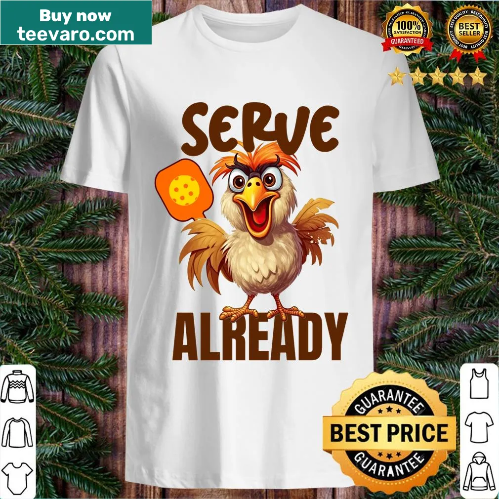 Cartoon chicken pickleball T-shirt with funny saying — on a men's t-shirt