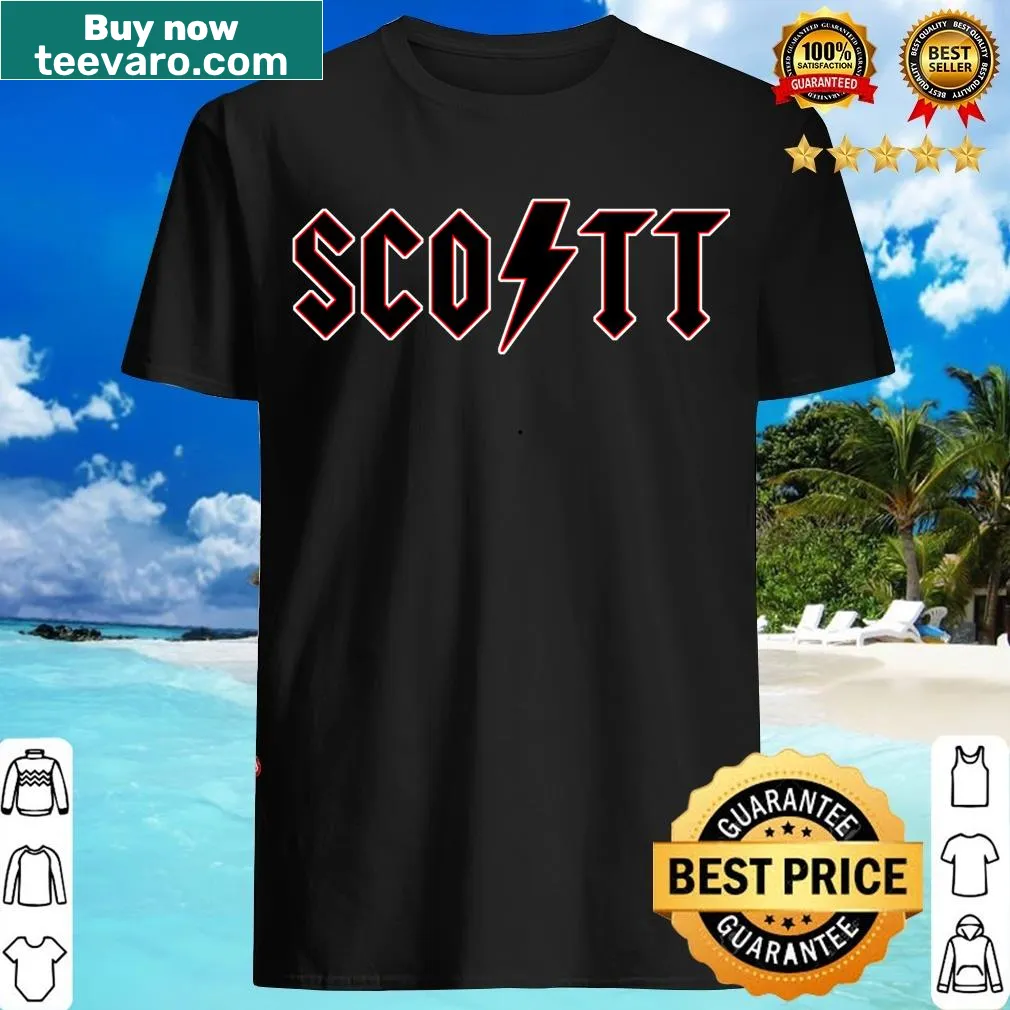 Personalized t-shirt celebrating the name Scott. — on a men's t-shirt