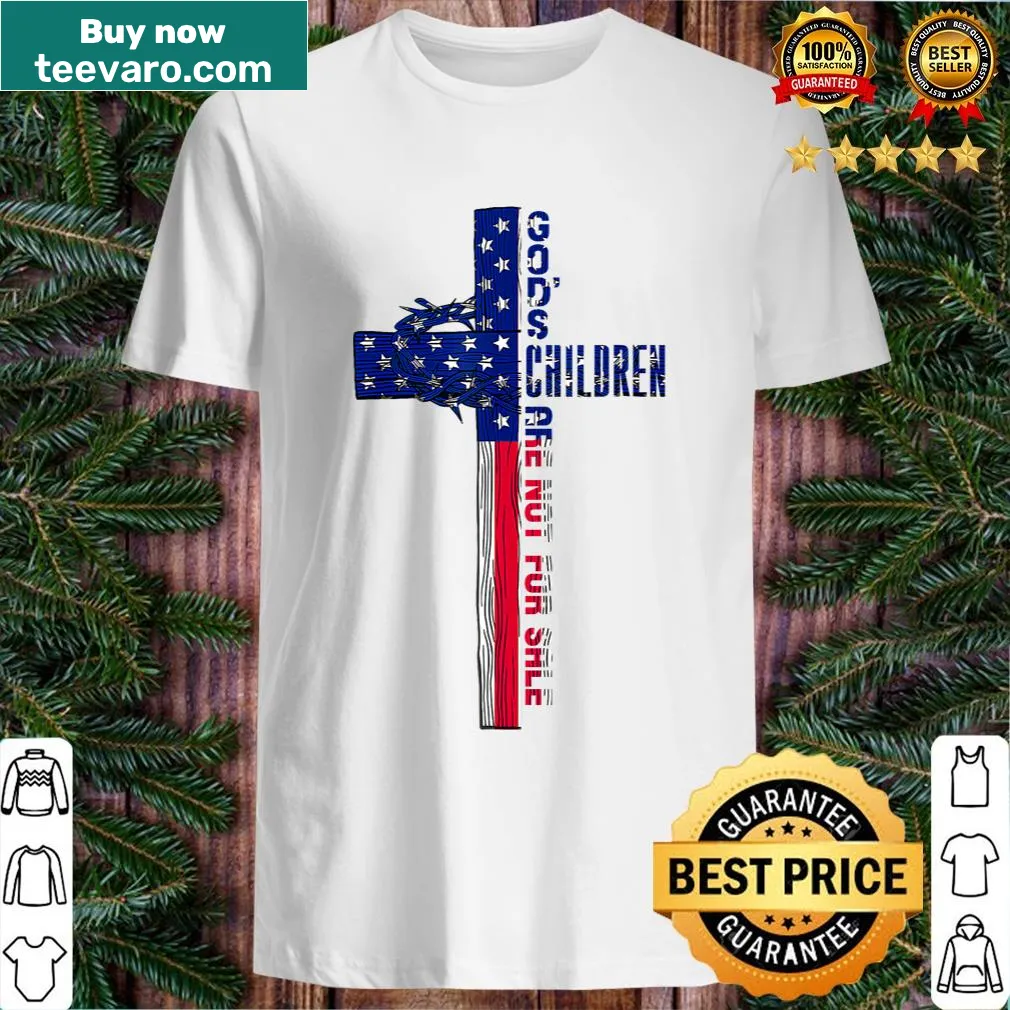 Inspirational t-shirt with 'God's Children Are Not For Sale' text — on a men's t-shirt