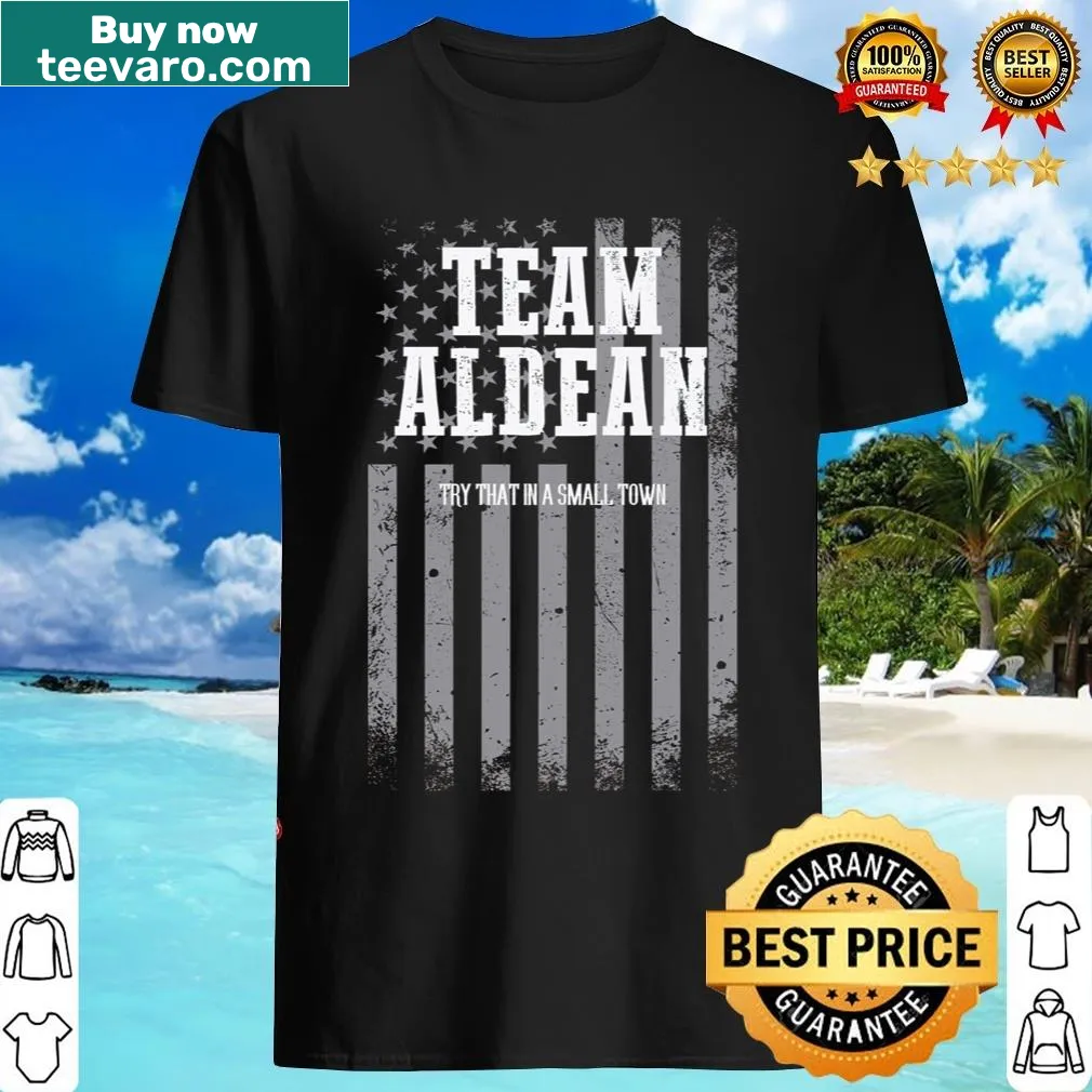 Patriotic t-shirt with American flag and Jason Aldean reference — on a men's t-shirt