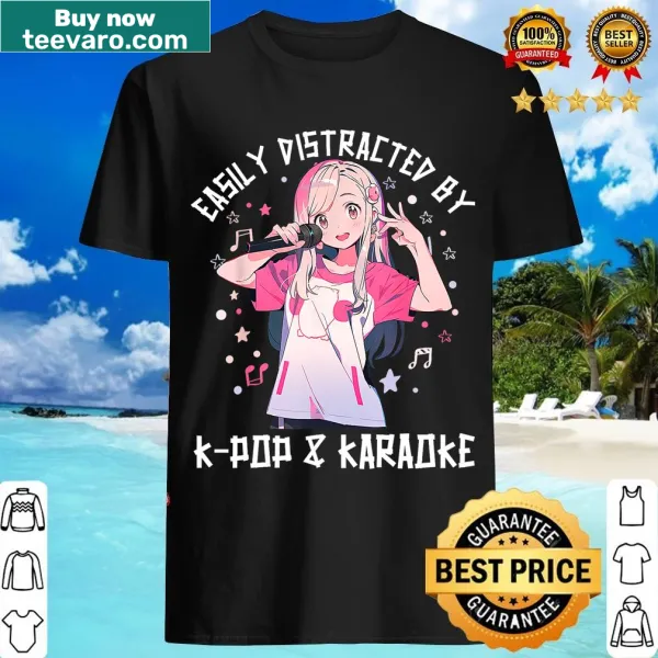 Illustrated T-shirt showcasing love for anime, K-pop, and karaoke