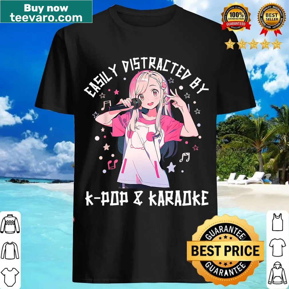 Illustrated T-shirt showcasing love for anime, K-pop, and karaoke — on a men's t-shirt