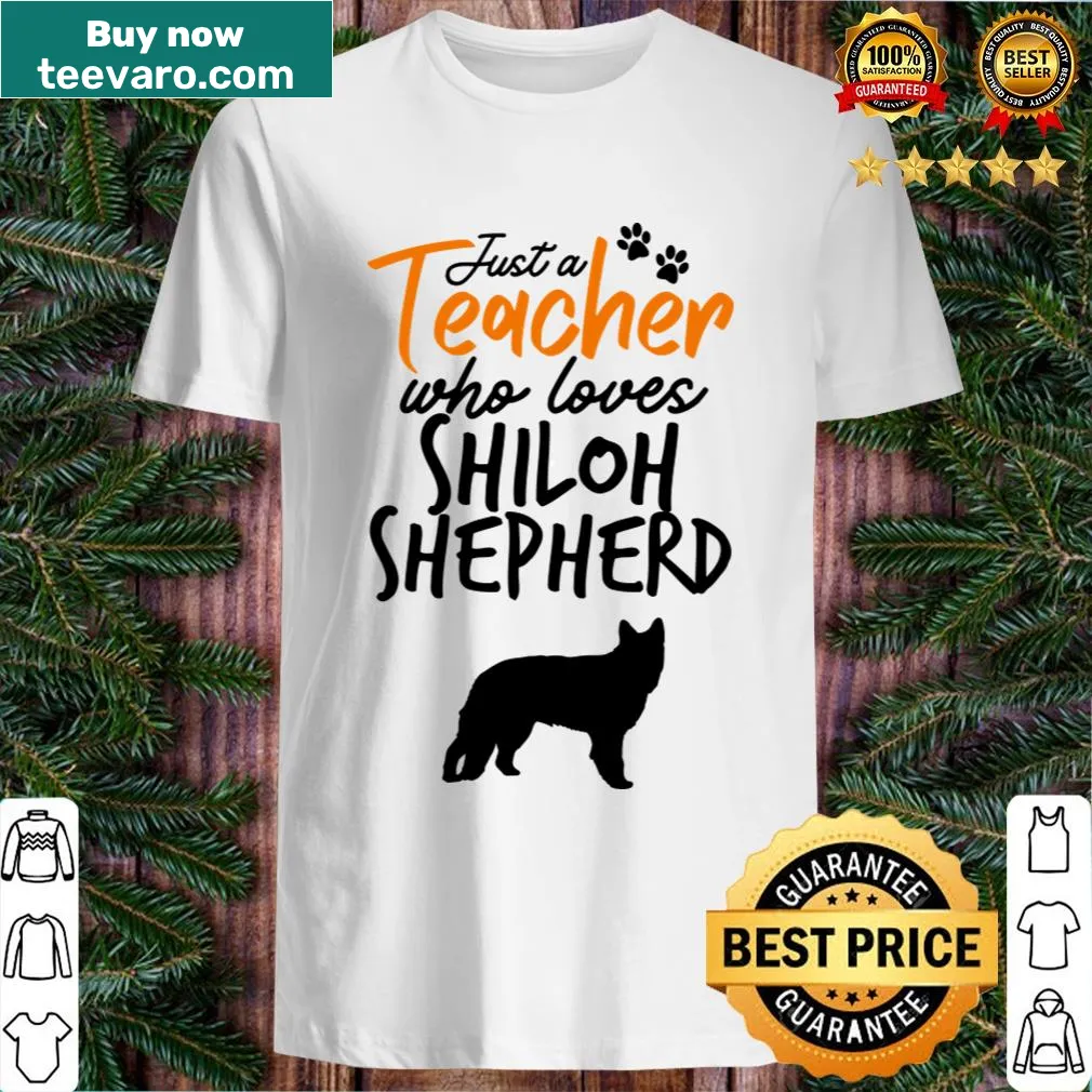 Illustrated Shiloh Shepherd with text on a teacher's t-shirt — on a men's t-shirt