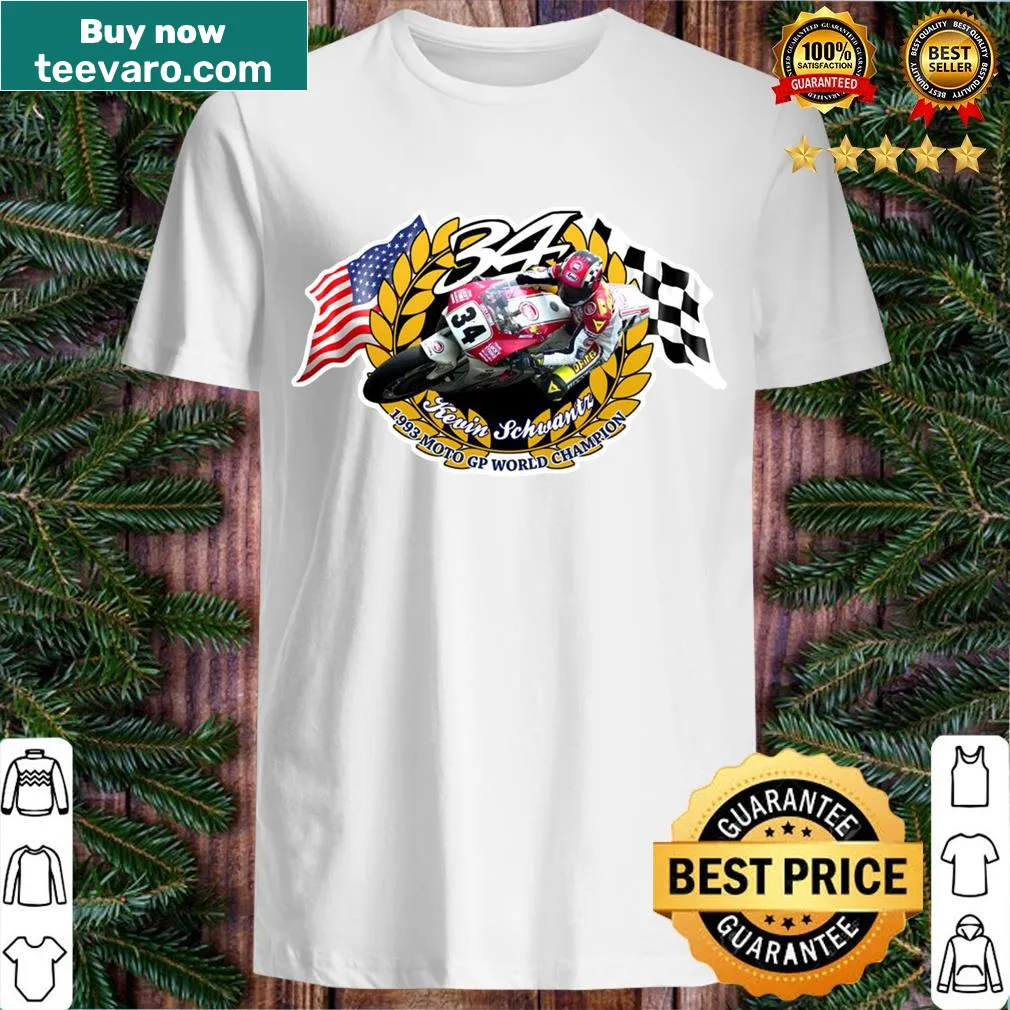 Stylish t-shirt honoring Kevin Schwantz and motorcycle racing — on a men's t-shirt
