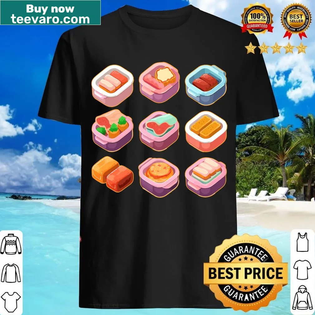 Cute isometric lunch meat cartoon graphic T-shirt — on a men's t-shirt