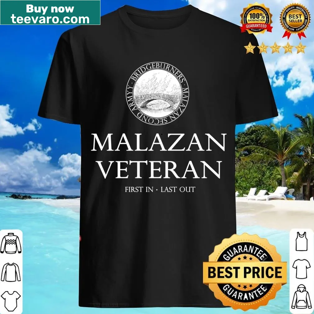 Inverted Malazan insignia design on a veteran-themed T-shirt — on a men's t-shirt