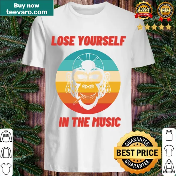 T-shirt featuring a monkey with headphones and motivational quote
