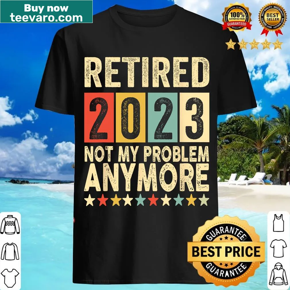 Retirement t-shirt with bold text celebrating work achievements — on a men's t-shirt