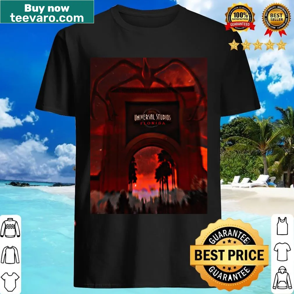 Stranger Things t-shirt featuring designs from the iconic show. — on a men's t-shirt