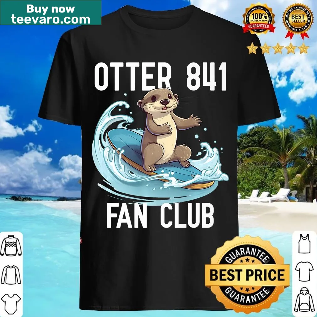Illustrated surfing otter on a wave T-shirt for kids — on a men's t-shirt