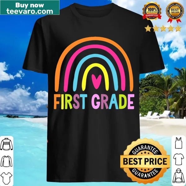 Colorful rainbow design T-shirt for first-grade teachers