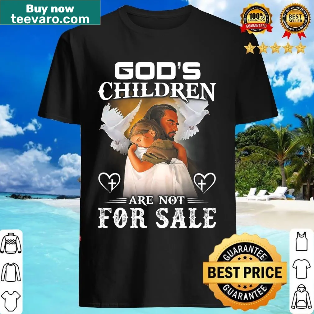 T-shirt featuring the phrase 'God's Children Are Not For Sale' in bold letters. — on a men's t-shirt