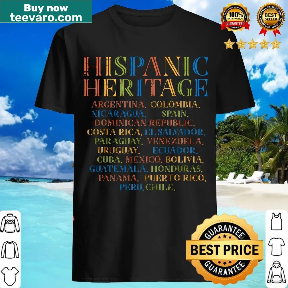 Hispanic Heritage Month Latino countries graphic T-shirt — on a men's t-shirt