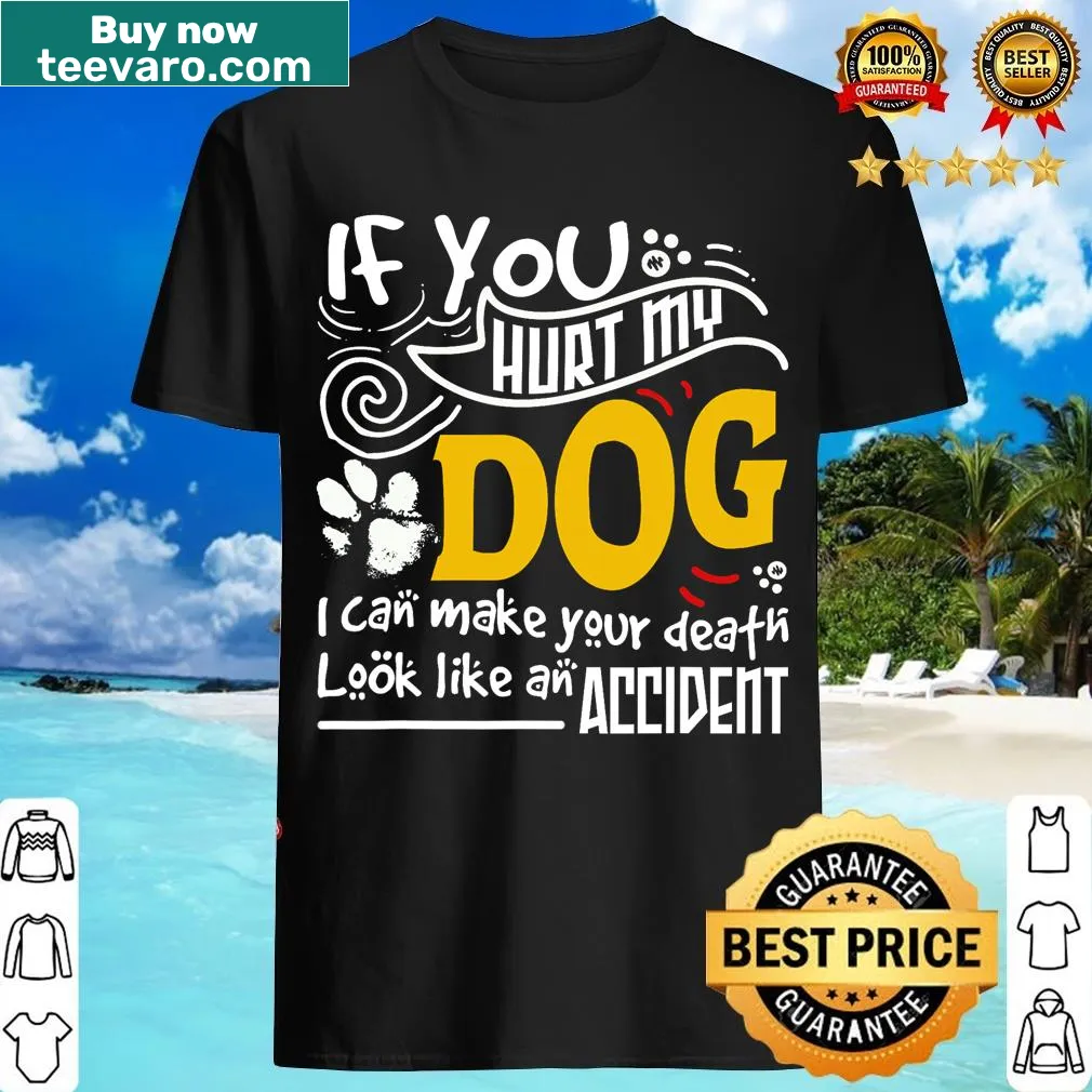 Bold text design expressing loyalty and protection for dogs. — on a men's t-shirt
