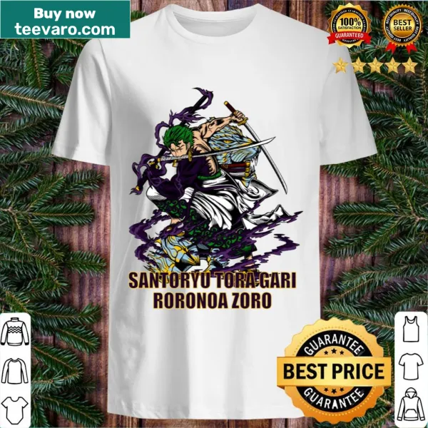 Anime t-shirt featuring Roronoa Zoro in action