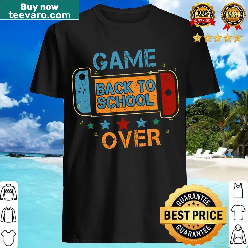 Funny Game Over design T-shirt with a gaming controller for teachers and students — on a men's t-shirt