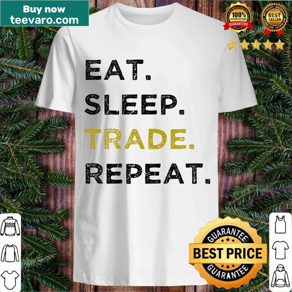 Trading lifestyle themed t-shirt with playful text — on a men's t-shirt