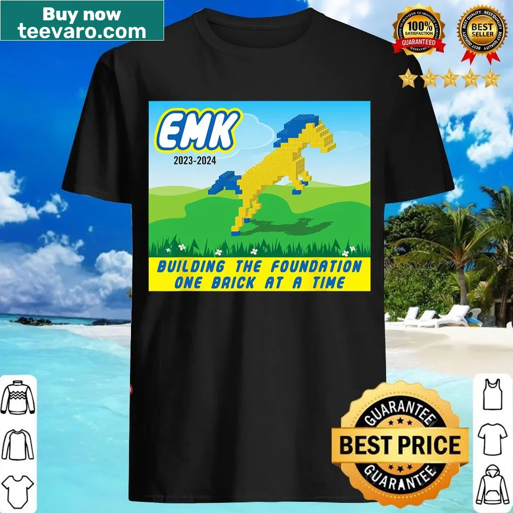 Building blocks Mustang t-shirt featuring creative illustration — on a men's t-shirt