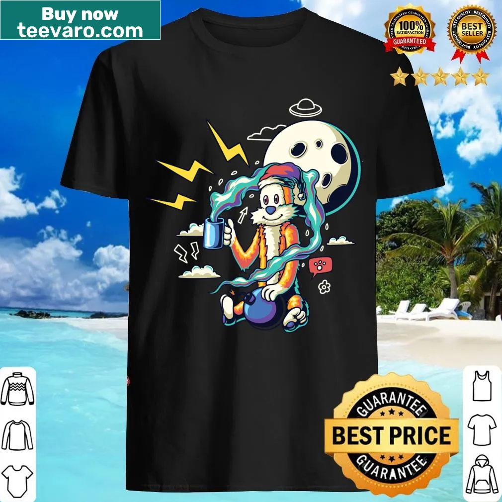 Vintage graphic of Hobbes on T-shirt — on a men's t-shirt