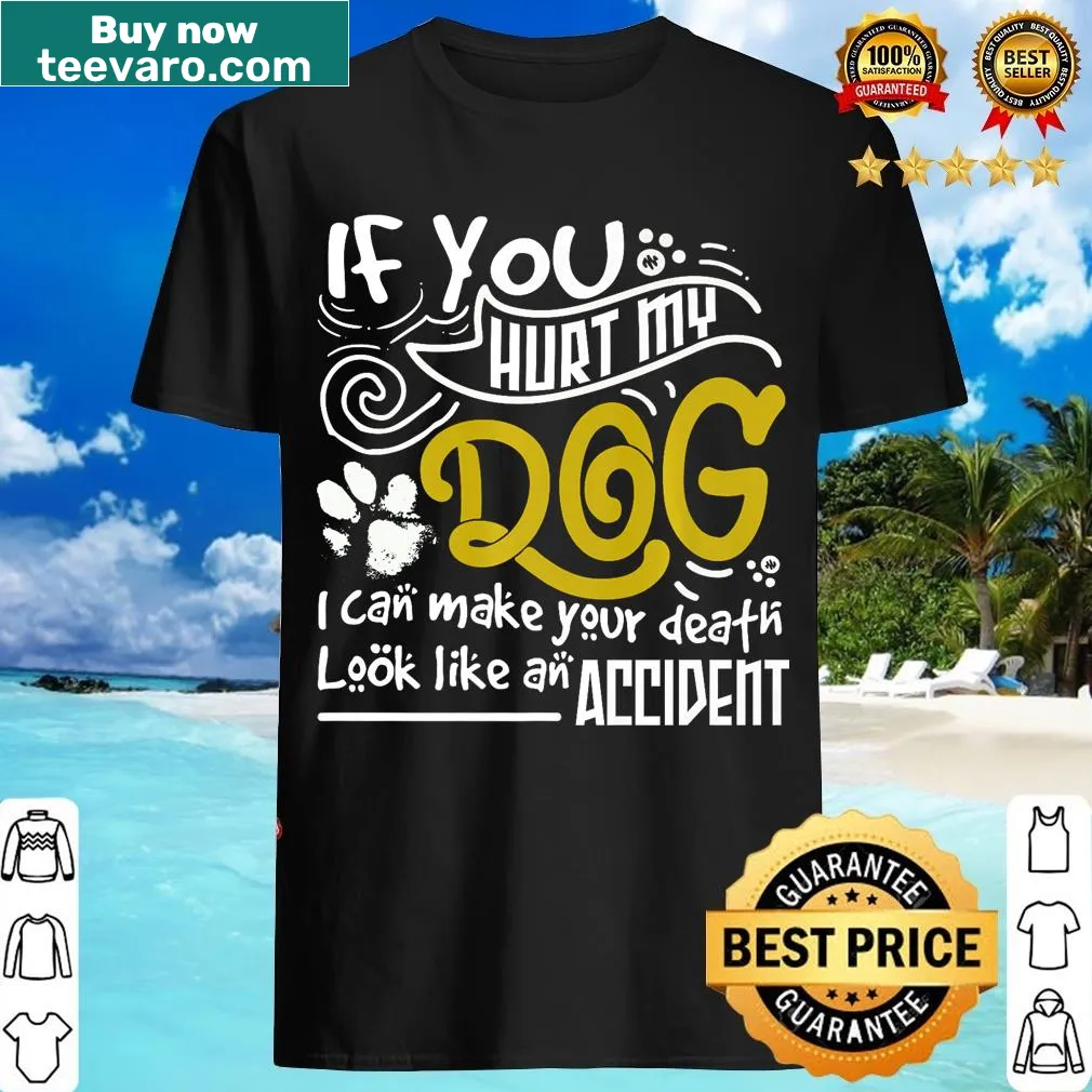 Bold text about protecting dogs on a humorous t-shirt — on a men's t-shirt