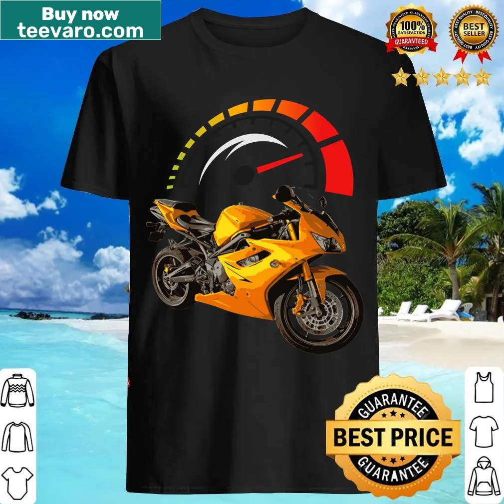 Dynamic T-shirt featuring motorbike and speed graphic — on a men's t-shirt