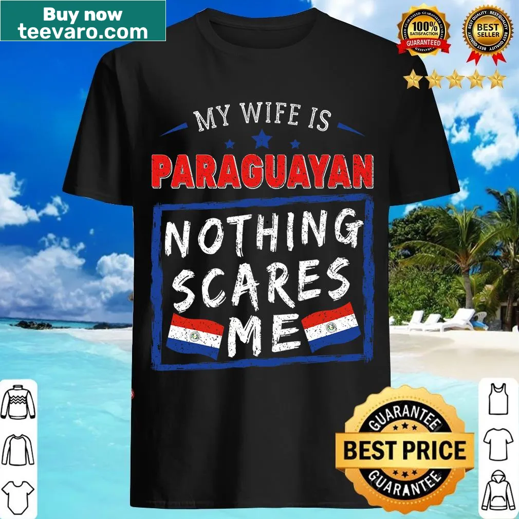 Paraguay flag graphic t-shirt with text 'Nothing Scares Me' — on a men's t-shirt