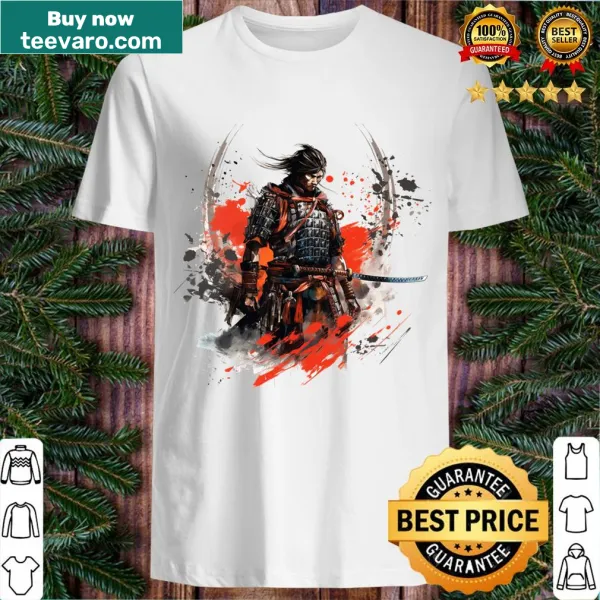 Vibrant anime samurai graphic tee with an oil paint splash design.