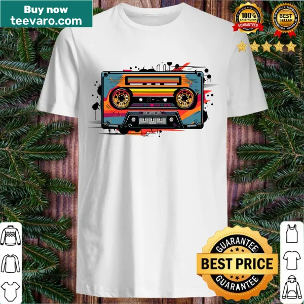 Retro cassette tape graphic tee for music lovers.
