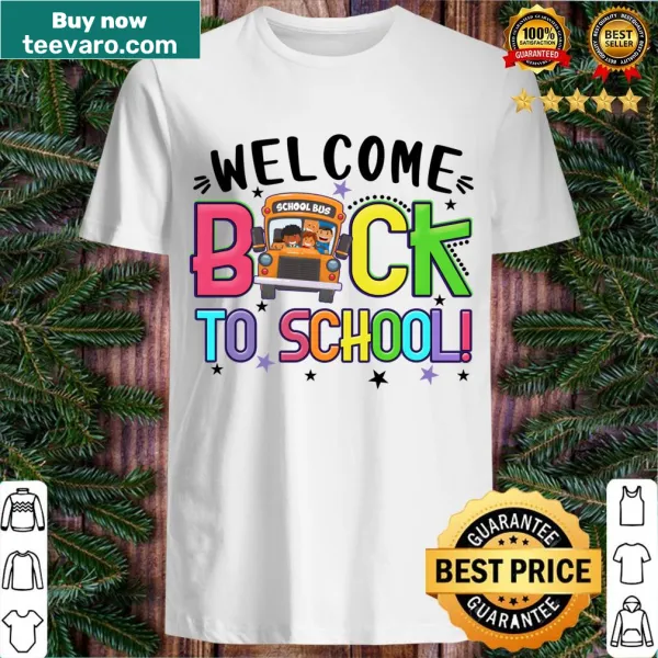 Illustrated school bus on a kid's T-shirt for the first day of school