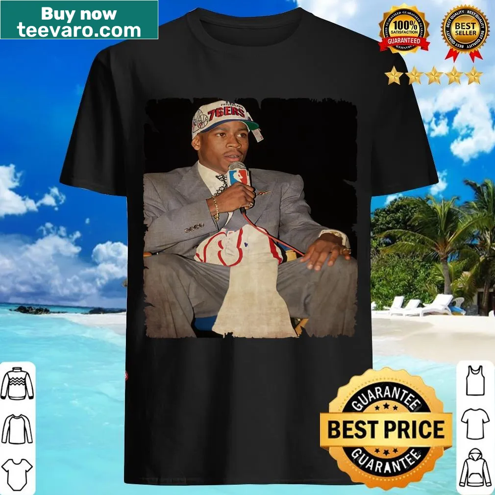 Vintage illustration of Allen Iverson on a T-shirt — on a men's t-shirt