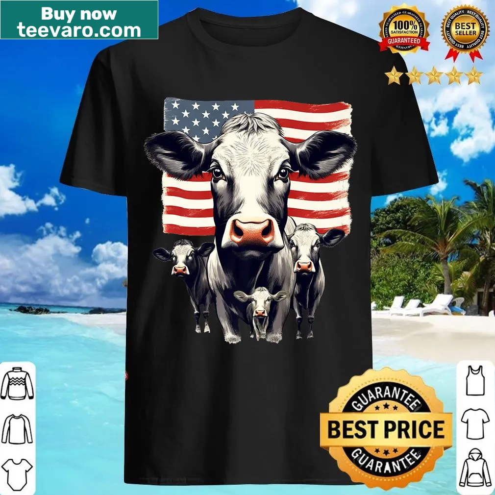 Vintage-style t-shirt featuring a bull with the USA flag. — on a men's t-shirt