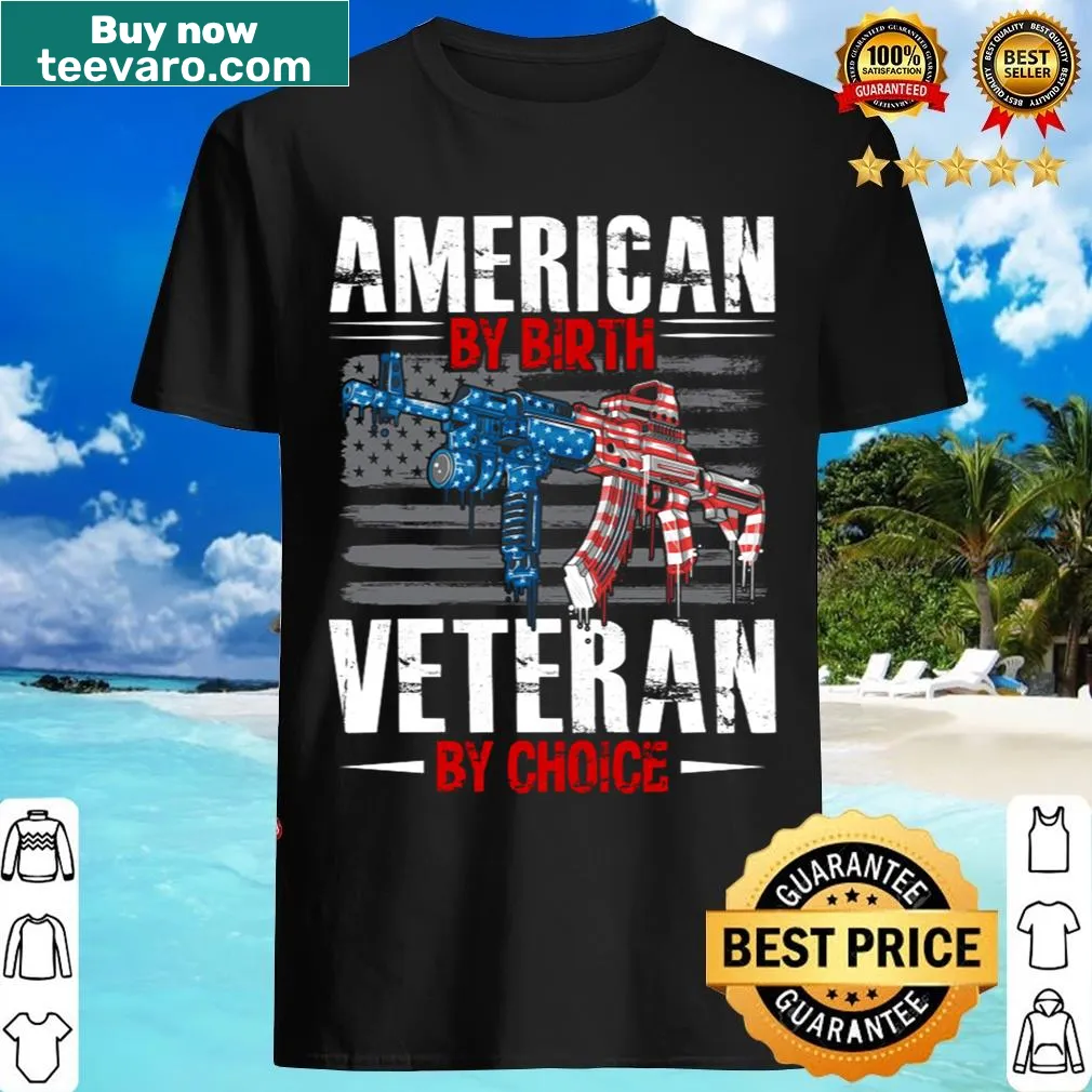 Patriotic T-shirt featuring American flag and veteran theme — on a men's t-shirt